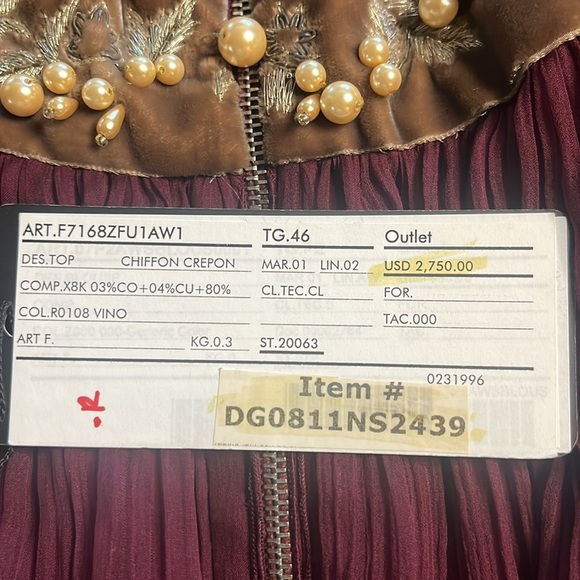 NWT Dolce & Gabbana- Silk Blend and Velvet Corset Top. Size IT 46/ US XS - Picture 5 of 10